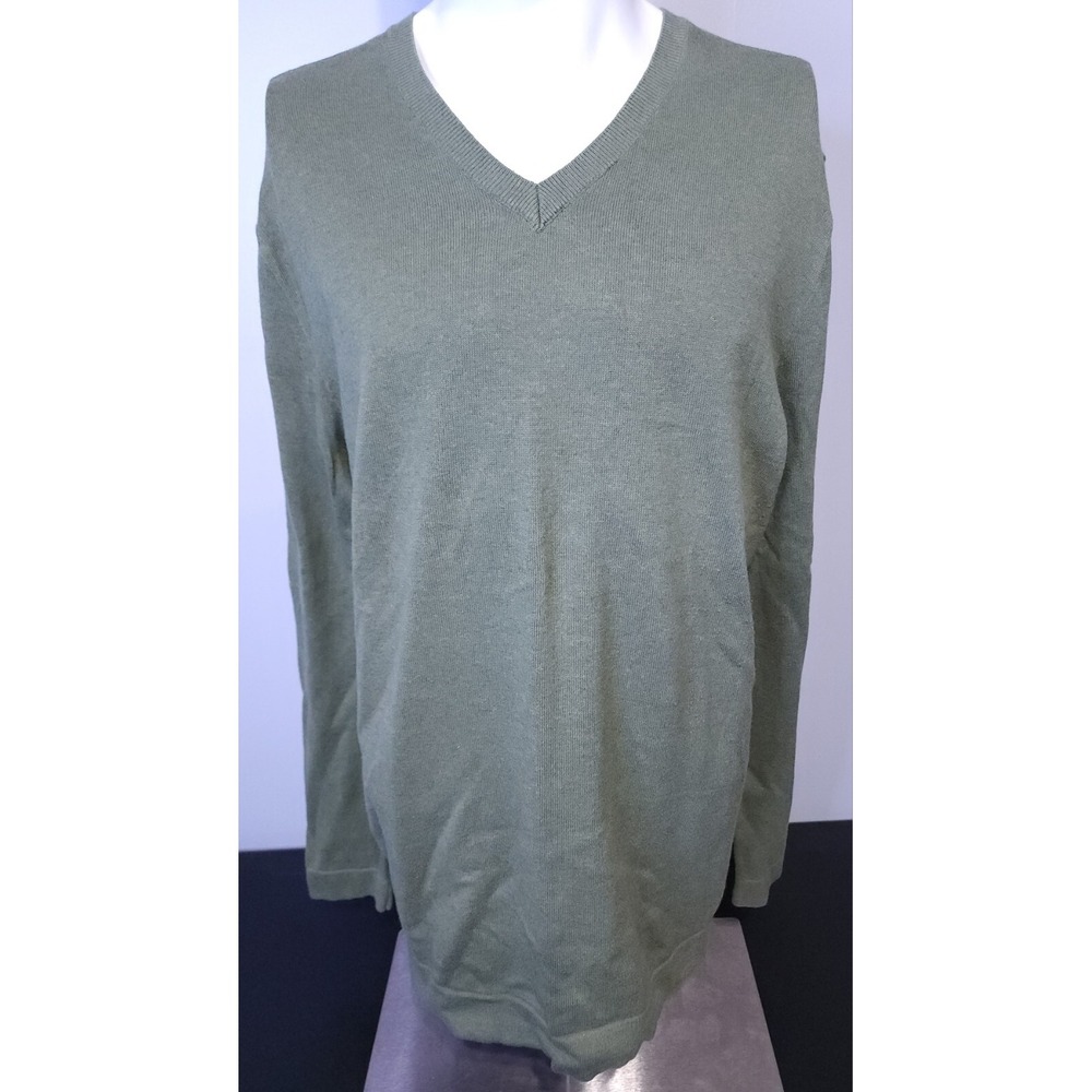 Banana Republic Mens Size XL V-Neck Sweater Pullover Green Cotton